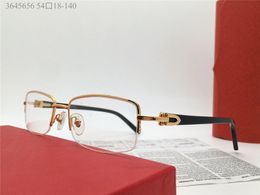 Nuevo diseño de moda, gafas ópticas de forma cuadrada 3645656, media montura de metal, estilo empresarial para hombres y mujeres, gafas ligeras y fáciles de usar