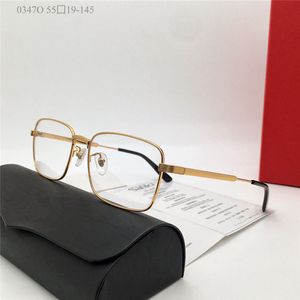 Nuevo diseño de moda gafas ópticas de forma cuadrada 0347O montura de metal patillas de madera hombres y mujeres estilo de negocios anteojos ligeros y fáciles de usar