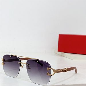 Nuevo diseño de moda gafas de sol piloto de forma cuadrada 0383 marco de metal lente de corte sin montura estilo simple y popular gafas protectoras UV400 para exteriores versátiles