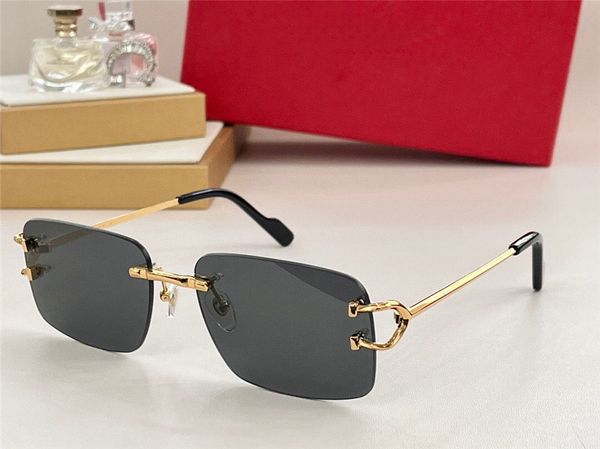 Nouveau design de mode lunettes de soleil carrées 0330 sans monture K cadre en or style simple et populaire polyvalent extérieur lunettes de protection uv400