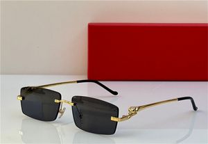 Nouveau design de mode lunettes de soleil carrées 0430S exquise monture en or K lentille sans monture style simple et généreux lunettes de protection extérieures UV400 polyvalentes