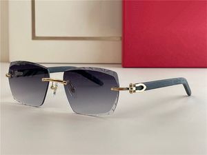 Nieuwe modeontwerp zonnebril 0013 Randloze vierkante snijlens houten tempels eenvoudige en populaire stijl buiten UV400 Bescherming brillen