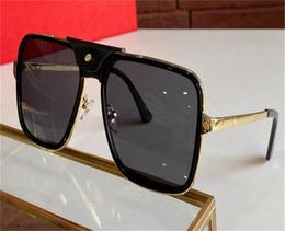 Nouvelles lunettes de soleil design de mode 0263SA monture en métal carré rétro avec petit bouton en cuir style pop avant-gardiste qualité supérieure uv400 ey3516367
