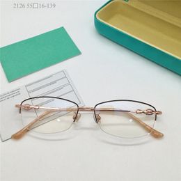 Nieuwe fashion design dames optische bril 2126 vierkante vorm metalen half frame eenvoudige en elegante stijl heldere lenzen brillen van topkwaliteit