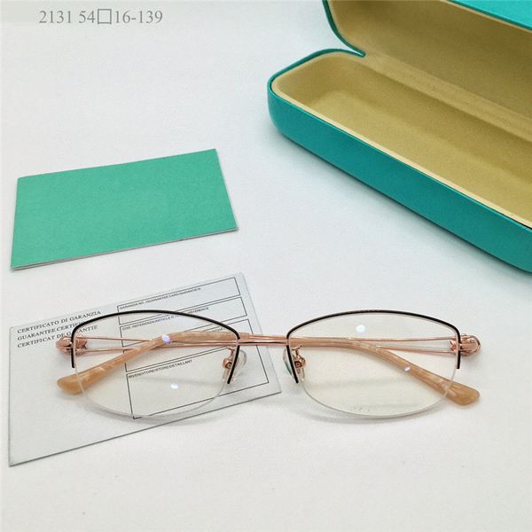 Nouveau design de mode femmes lunettes optiques 2131 petite forme ovale demi-monture en métal style simple et élégant lentilles claires lunettes de qualité supérieure