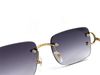 Lunettes de soleil vintage hommes design lunettes de forme carrée sans cadre UV400 lentille de couleur claire or 0104 avec étui buffs lentille multicolore