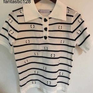 Nuevo diseñador de moda Camisa de polo de mujeres de alta gama en 3 colores Camiseta de la solapa de la solapa Button de la solapa transpirable Mesh Translucent7