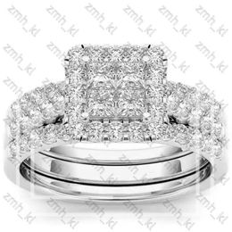 NIEUWE FASHEID Designer Sieraden Wedding Rings 2pcs Bridal Set Elegant Crystal Engagement Ring Luxe Gold Color Round Hart Zirkon voor vrouwen Boho Jewelry 433