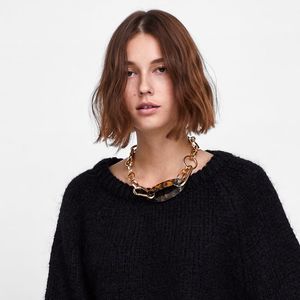 Nieuwe Mode Designer Luxe Overdreven Geometrie Multi Metal Circles Resin Leapard Collar Choker Verklaring Ketting voor Vrouw