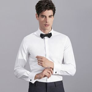 Nieuwe modeontwerper mannen hoge kwaliteit klassieke effen kleur slim fit jurk shirt romantische bruidegom pak shirt voor mannen