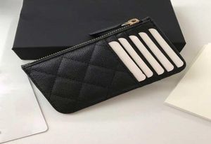 Nieuwe modeontwerper Heren en damesportefeuilles Creditcardhouder Cowhide Ultradathin Zipper Wallet Bag Hoge kwaliteit1471304