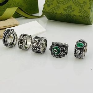 Nieuwe modeontwerper sterling zilveren ringen sieraden vrouw man paar minnaar trouwring belofte ring verlovingsringen met doos