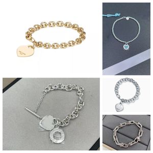 Nouveau créateur de mode Bracelet à breloques coeur d'amour pour femmes adolescentes cadeau romantique argent/rose/plaqué or 18 carats fermoir OT bracelets cadeau de noël bijoux