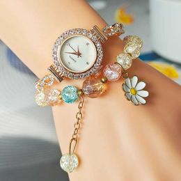 Nouveau diamant de mode incrusté des femmes à la vue de la montre enveloppée de motif enveloppé bracelet bracelet quartz