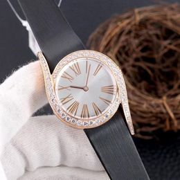 Nuevo reloj de diamantes a la moda, reloj sencillo para mujer, cuero importado, movimiento de cuarzo japonés importado, diámetro de cristal de zafiro 33m203E