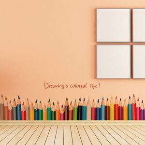 New Fashion Drawing A Colorful Life crayon taille ligne peinture sticker mural décor à la maison Plinthe Ligne Porte Fond Escalier chambre d'enfant 210420