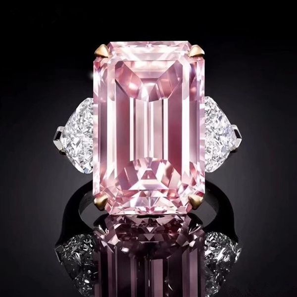 Nouvelle mode élégante bague en diamant en argent véritable amour rose bague en diamant occasion de mariage bijoux entier Goddess259y