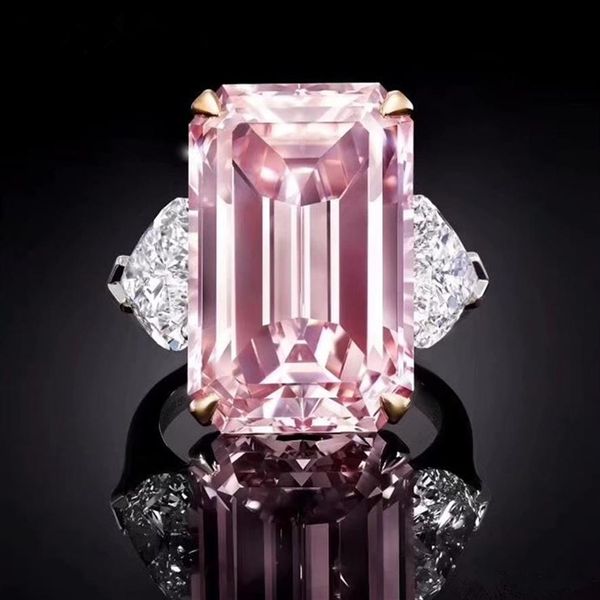 Nouvelle mode élégante bague en diamant en argent véritable amour rose bague en diamant occasion de mariage bijoux toute déesse347V