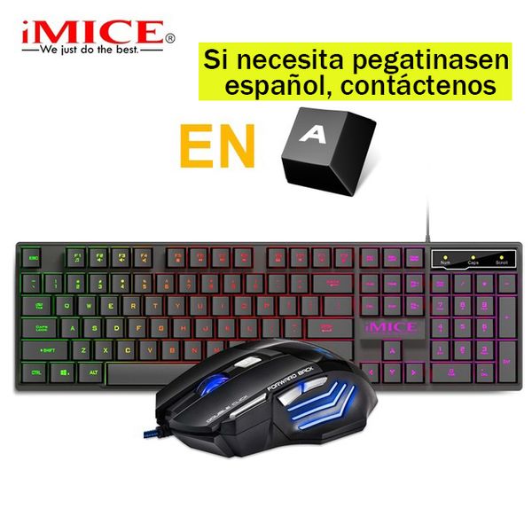 NOUVEAU Mode English Clavier et jeu Gaming Clavier câblé avec clavier de rétroéclairage LED Kit de jeu Silent Gaming Souris Souris pour ordinateur portable PC