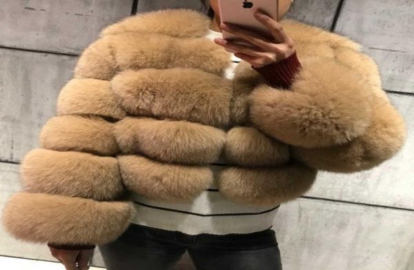 Nouvelle mode Fake Fox Blue Fox Fur à manches longues plus manteau de taille Femmes Vestes fourrures M manteaux femelles 5 lignes courtes robes d'extérieur C09256984525