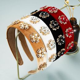 Bandeau à fleurs en strass, couleur unie, style Baroque, couvre-chef décontracté, accessoires pour cheveux d'adultes, nouvelle mode, automne