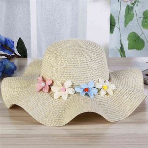 Nieuwe Fashion Flower Ring Wave Beach Sunshade Travel Cap voor vrouwen in de lente en zomerdag G220301