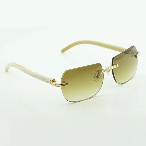 Nouvelles lunettes de soleil à coins coupés à monture de mode 8100906-O avec de nouveaux verres de lunettes de soleil haut de gamme en corne de buffle blanc naturel