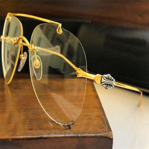 Nieuw modeframe ontwerp transparante glazen stavins v frameless piloot retro lens eenvoudige populaire optische brillen 3136