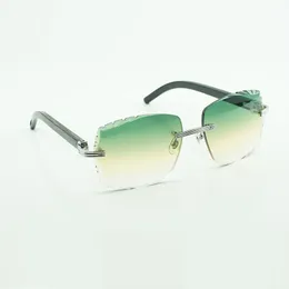 Nouvelles montures de mode lunettes de soleil 0286O avec nouveau matériel naturel noir texturé corne de buffle lunettes de soleil haut de gamme gravure lentilles,