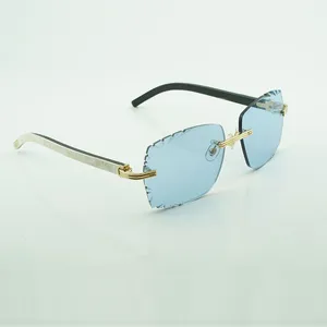 Nouvelles montures de mode lunettes de soleil 0286O avec nouveau matériel lunettes de soleil haut de gamme en corne de buffle mixte noir naturel lentilles de gravure,