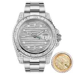 Nouvelle Mode Plein Diamant Lunette Montre 40MM GMT Bracelet Auto-vent Automatique Mouvement Hommes Montres Designer Montres Étanches 276F