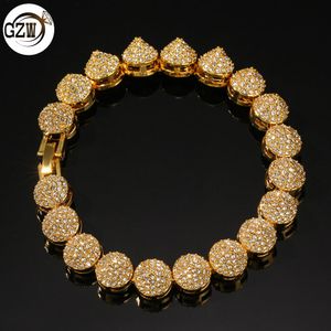 Nouveau Mode Plein Diamant Bling Cône Hip Hop Chaîne Bracelet Or Punk Rock 10mm Hommes Strass Bracelet Bijoux Cadeaux pour Gars Hommes À Vendre