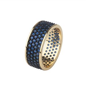 Nouvelle mode pleine pavé CZ anneau pour hommes/femmes couleur or breloque ronde anneau multicolore cristal classique Hip Hop bijoux pour cadeaux
