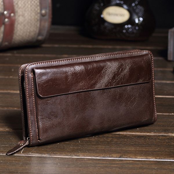 Nueva moda de cuero genuino para hombre, cartera para mujer, monedero de cuero, monedero, monedero, monederos, bolso de mano para hombre, venta al por mayor