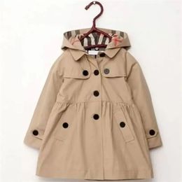 Nouvelle mode fille Trench veste automne princesse solide longueur moyenne simple boutonnage coupe-vent bébé manteaux vêtements taille hauteur 100 CM-160 CM