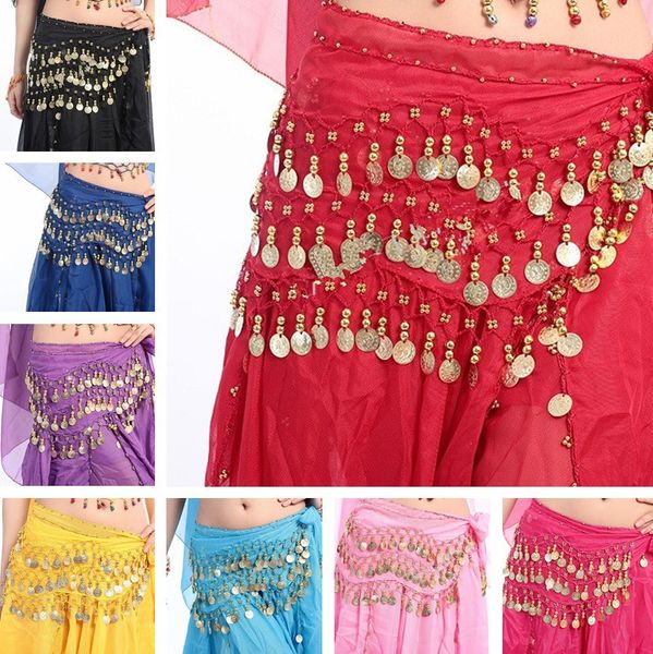 Nouveau Mode Filles Costume De Danse Du Ventre 3row 98coin Danse Du Ventre Taille Chaîne Enfant Vêtements De Danse Du Ventre Enfants Stade Porter 120pcs / lot T2I332