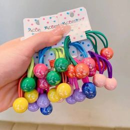 Nueva moda para niñas y niños, lindas bolas de plástico, bandas elásticas para el cabello, colores dulces, lazos para el cabello elásticos para niños, bandas de cuerda encantadoras