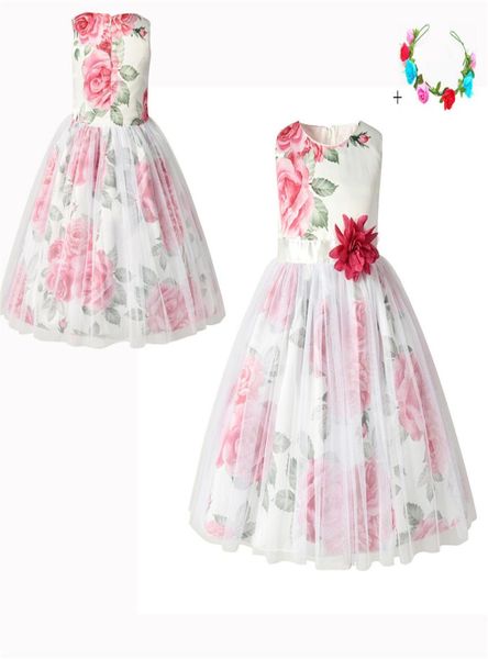 Nouvelle mode filles robes de soirée mignon bébé tenue décontractée Rose imprimé papillons robe nœud papillon 3D Roses vêtements imprimés girls6209113