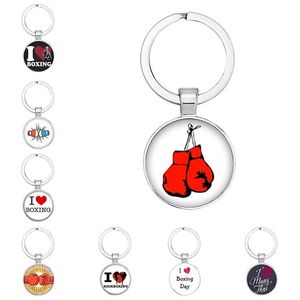 Nouvelle mode verre Cabochon porte-clés gants de boxe pendentif boxe homard fermoir bricolage hommes et femmes voiture porte-clés cadeau