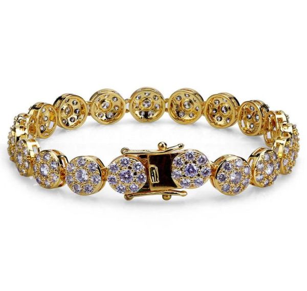 Nouveau mode or et or blanc Hip Hop plein diamant bracelet de tennis glacé CZ cubique Zircon chaînes de poignet bijoux cadeaux pour hommes 8989873