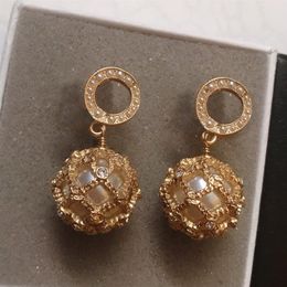 Boucles d'oreilles en or CZ avec perles pour femmes, nouvelle mode, cadeau d'amoureux de mariage, bijoux de fiançailles pour mariée avec BOX2221