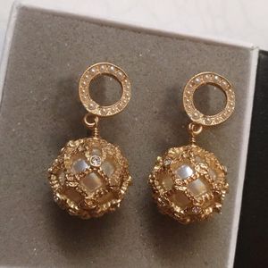 Boucles d'oreilles en or CZ avec perles pour femmes, bijoux de fiançailles, cadeau de fête pour les amoureux de mariage, avec boîte, nouvelle mode, avec boîte