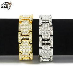 Nouveau Mode Or Argent Noir En Acier Inoxydable Hip Hop Bling Diamant Hommes Chaîne Bracelet Punk Rock Rappeur Bijoux Cadeaux pour Garçons En Gros