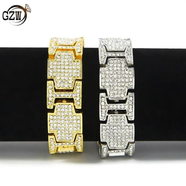 Nouveau mode or argent noir en acier inoxydable Hip Hop Bling diamant hommes chaîne bracelet Punk Rock rappeur bijoux cadeaux pour garçons Wh292H