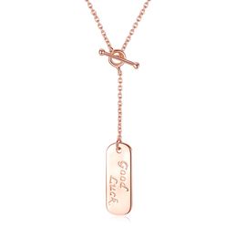 Pendentif lettre bonne chance avec argent sterling S925, collier en or rose, chaîne de collier exquise pour femmes, bijoux de fête de mariage, cadeau d'anniversaire de la saint-valentin SPC