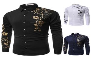 Nieuwe Mode Bruidegom Shirts Wit Zwart Mannen Bruiloft Shirts Bauhinia Men039s Shirt Met Lange Mouwen Formele Gelegenheid Mannen Overhemden 0018926185