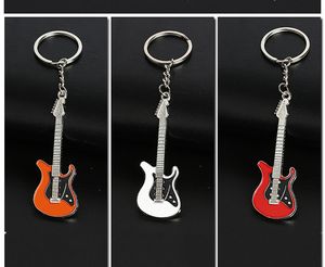 Nouvelle mode Guitare Porte-clés En Métal 6 couleurs Porte-clés Mignon Musical Porte-clés De Voiture Argent Couleur pendentif Pour Homme Femmes Cadeau De Fête