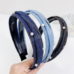 Nouveau mode bandeau pour femmes côté étroit Denim bandeau été frais perles Turban pour filles cheveux accessoires