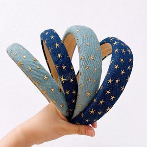 Nieuwe Mode Haarband Voor Vrouwen Shining Stars Hoofdband Klassieke Denim Doek Tulband Voor Meisjes Haaraccessoires Groothandel