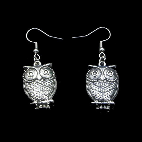 Nouvelle Mode À La Main 28 * 18mm Hibou Debout Branche Boucles D'oreilles En Acier Inoxydable Crochet D'oreille Rétro Petit Objet Bijoux Conception Simple Pour Femmes Fille Cadeaux